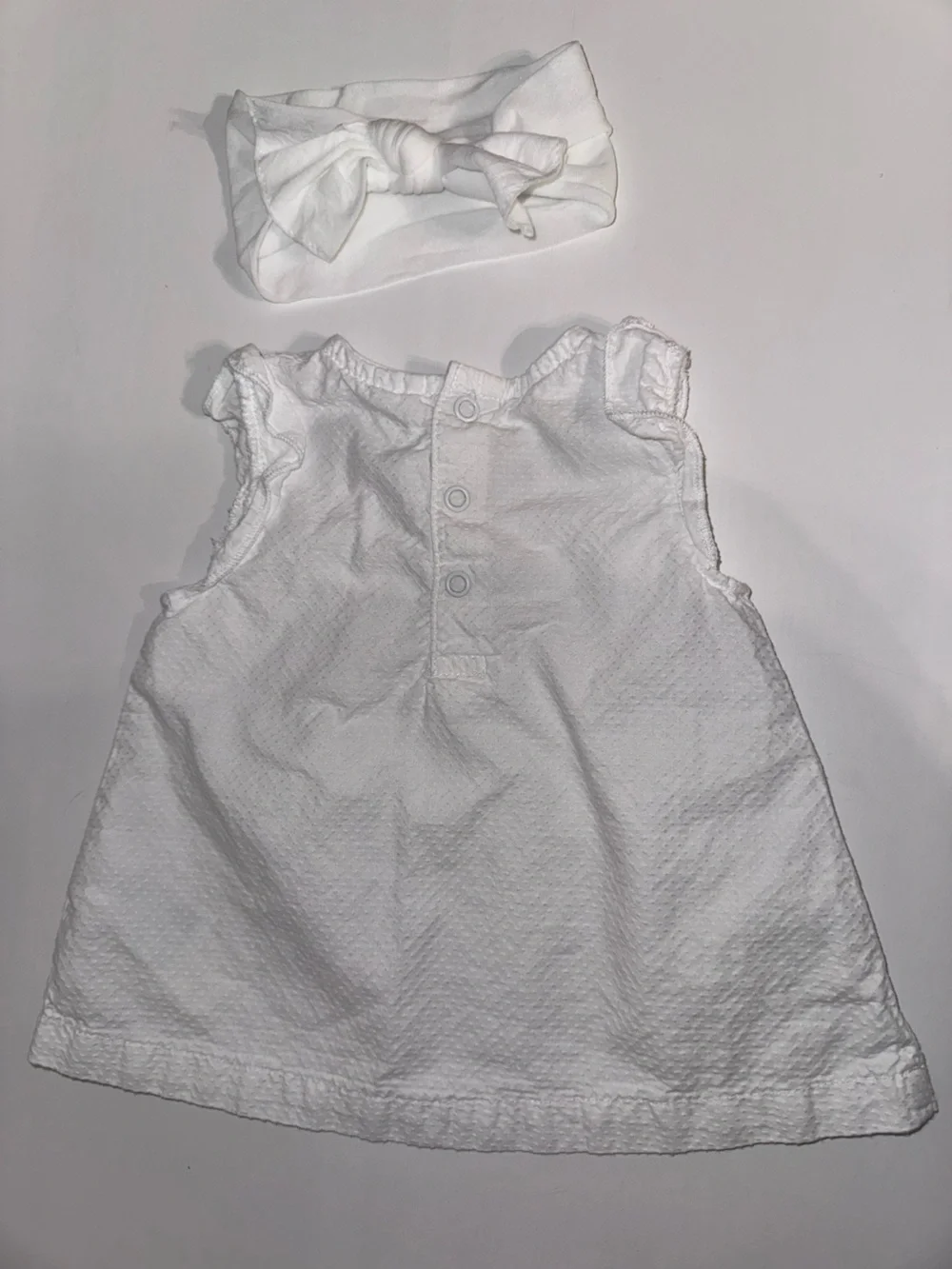 White Embroidered Baby Dress with Headband
